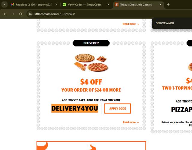 Little Caesars checkout page showing Little Caesars promo code box | Screenshot taken by SimplyCodes community member on Sep 12, 2025