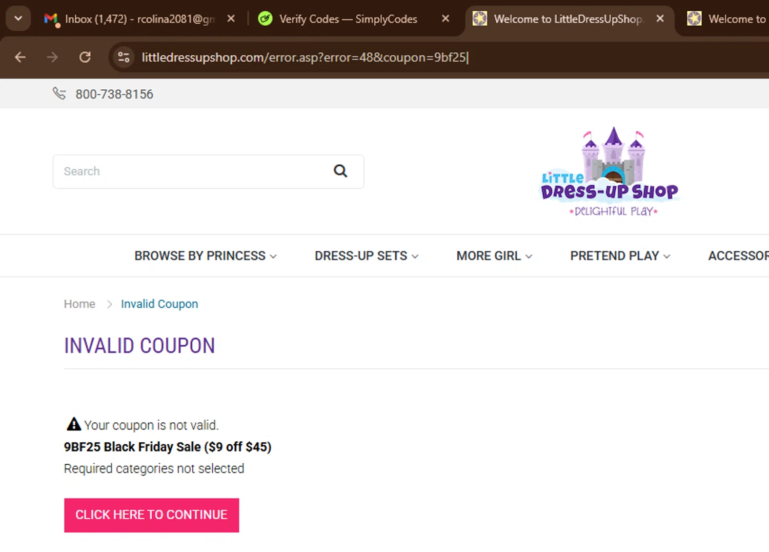 Little Dress Up Shop promo code screenshot showing code 9BF25 applied at Little Dress Up Shop checkout page. Uploaded by SimplyCodes community member SnoopDogg on Dec 2, 2025