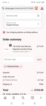 FREESHIPPING coupon verification screenshot