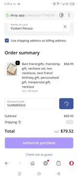 SUMMER433 coupon verification screenshot