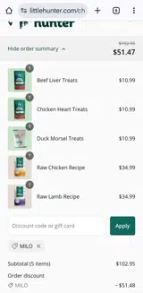 Milo coupon verification screenshot
