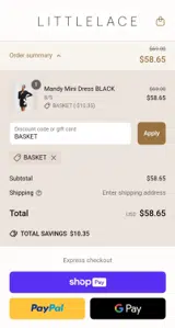 BASKET coupon verification screenshot
