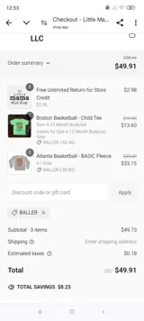 BALLER coupon verification screenshot