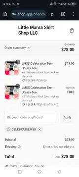 CELEBRATELMSS coupon verification screenshot