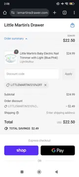 LITTLEMARTIN'S10%OFF coupon verification screenshot