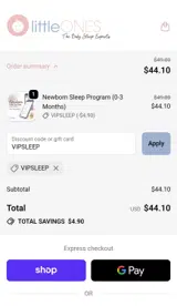 VIPSLEEP coupon verification screenshot