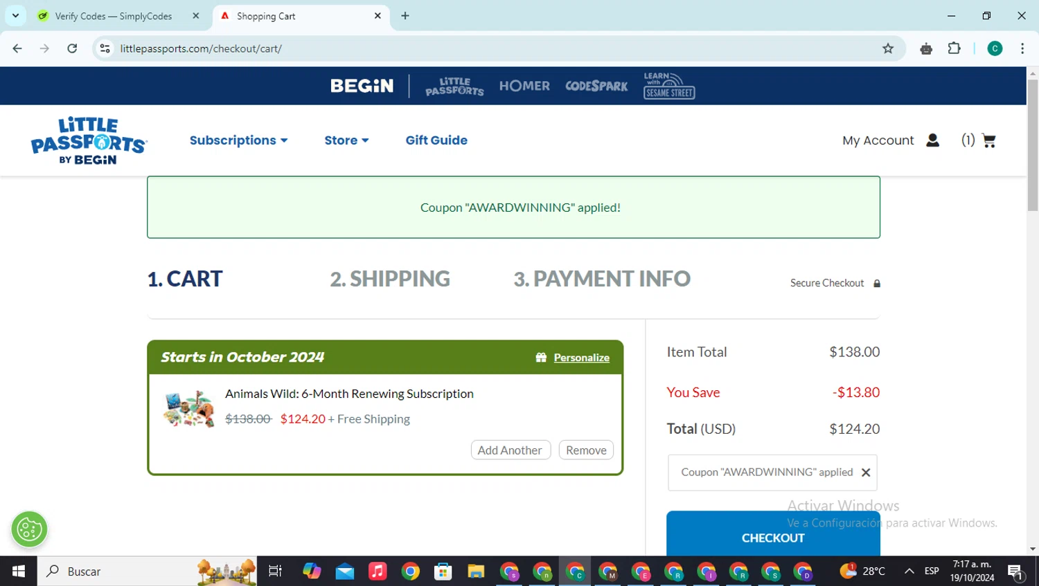 where to use Little Passports promo code box