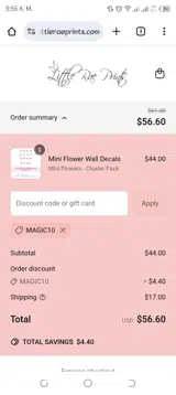 MAGIC10 coupon verification screenshot