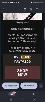 PAYPAL20 coupon verification screenshot