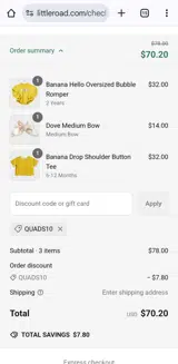 QUADS10 coupon verification screenshot