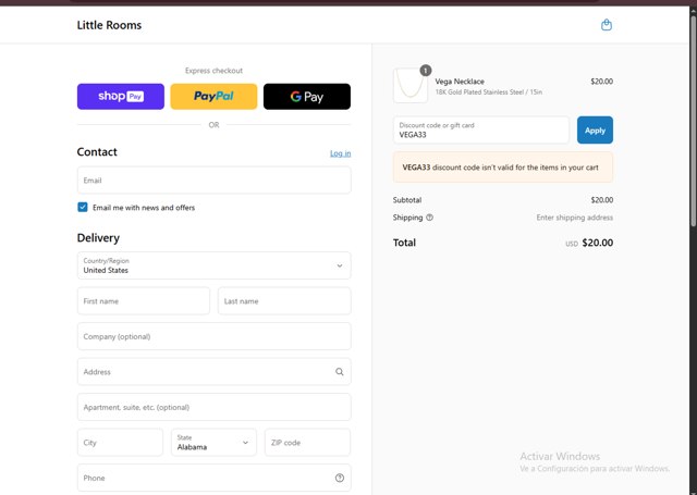 Little Rooms checkout page showing Little Rooms discount code box | Screenshot taken by SimplyCodes community member on Aug 22, 2025