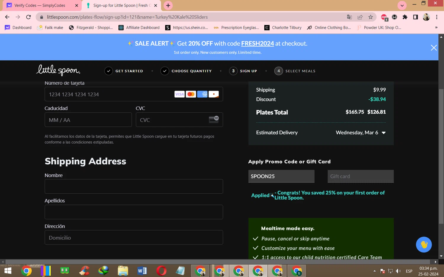 where to use Little Spoon promo code box