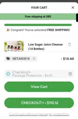 getjuice10 coupon verification screenshot