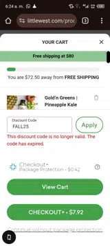 FALL25 coupon verification screenshot