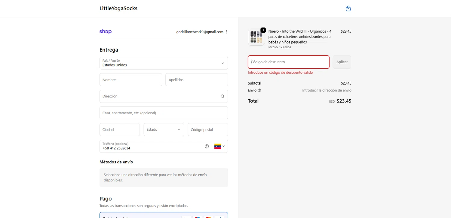 Little Yoga Socks discount code screenshot showing code SEPT20 applied at Little Yoga Socks checkout page. Uploaded by SimplyCodes community member dimitriv on Oct 5, 2025