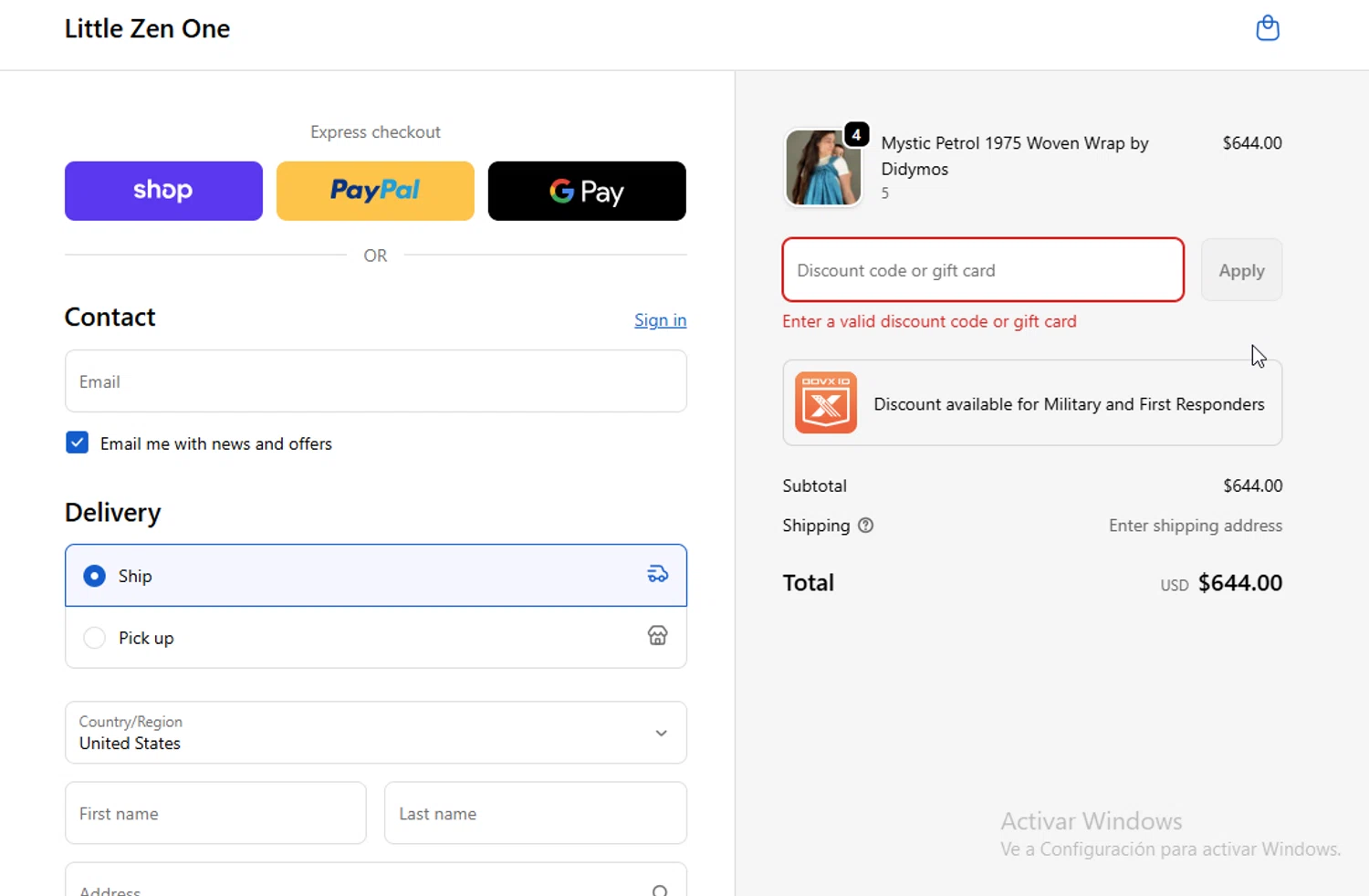 Little Zen One discount code screenshot showing code ADBM2 applied at Little Zen One checkout page. Uploaded by SimplyCodes community member ligthYA on Sep 19, 2025