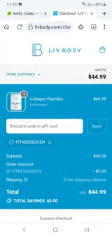 FITNESSQUEEN coupon verification screenshot