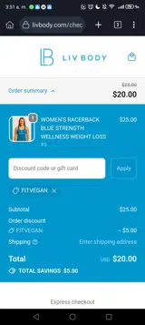 FITVEGAN coupon verification screenshot