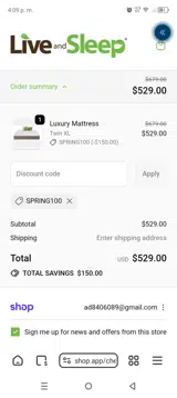 SPRING100 coupon verification screenshot