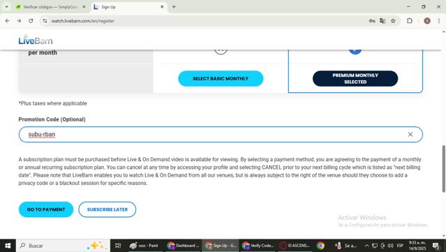 LiveBarn checkout page showing LiveBarn promo code box | Screenshot taken by SimplyCodes community member on Sep 14, 2025