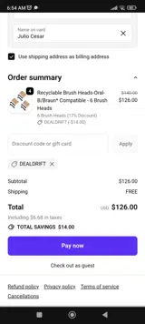 dealdrift coupon verification screenshot