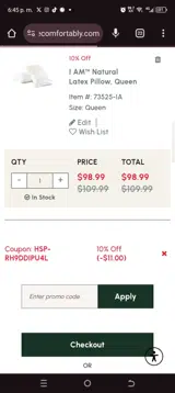 HSP-RH9DDIPU4L coupon verification screenshot