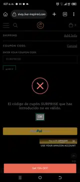SURPRISE coupon verification screenshot