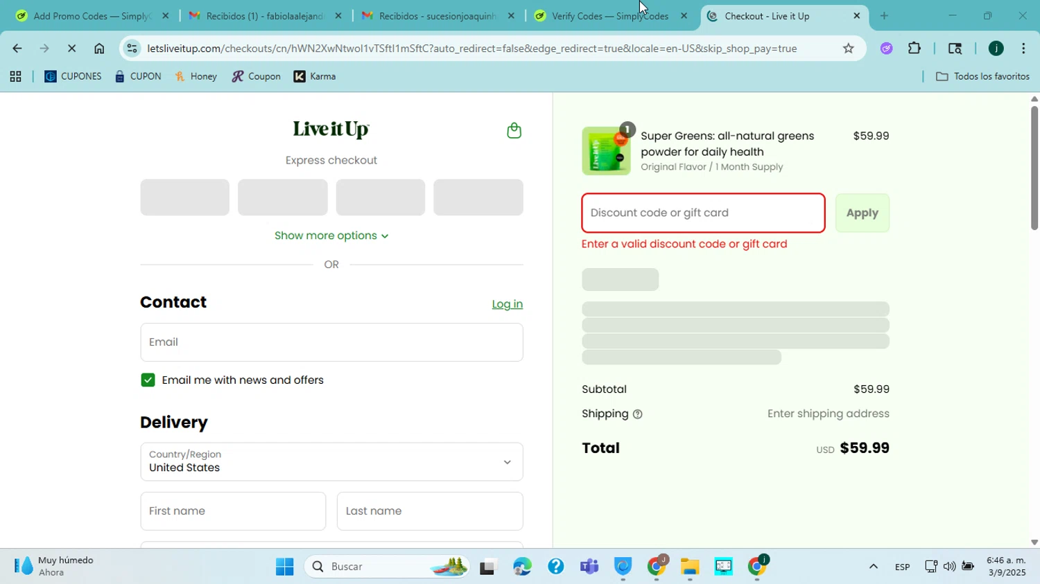 Live It Up discount code screenshot showing code RESET15 applied at Live It Up checkout page. Uploaded by SimplyCodes community member jorgejavierherrera on Sep 3, 2025