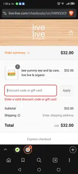 GF20 coupon verification screenshot