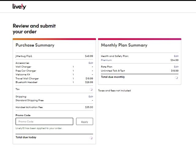 Lively.com checkout page showing Lively.com discount code box | Screenshot taken by SimplyCodes community member on Nov 17, 2022