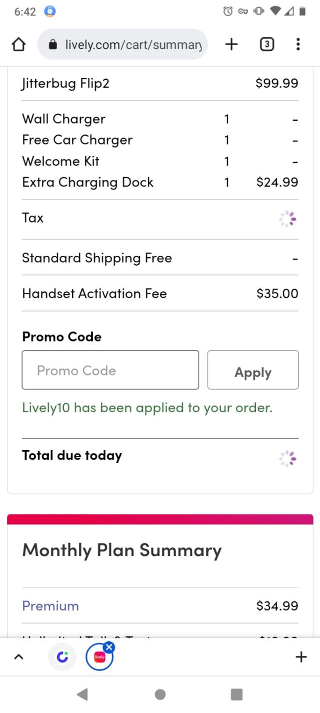 Lively.com checkout page showing Lively.com discount code box | Screenshot taken by SimplyCodes community member on Oct 19, 2022