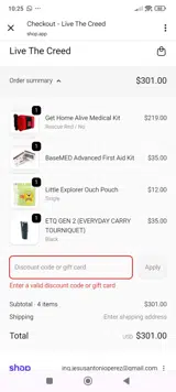 Live The Creed coupon verification screenshot
