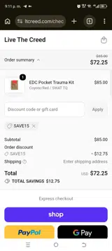 Live The Creed coupon verification screenshot