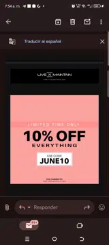 Live X Maintain coupon verification screenshot