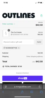 ECOSOCIETY20 coupon verification screenshot