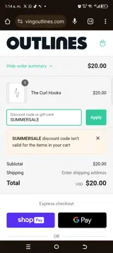 SUMMERSALE coupon verification screenshot