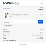 Living Silica coupon verification screenshot