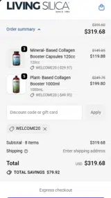 Living Silica coupon verification screenshot