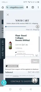 Living Silica coupon verification screenshot