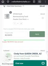 RE-MINTS coupon verification screenshot