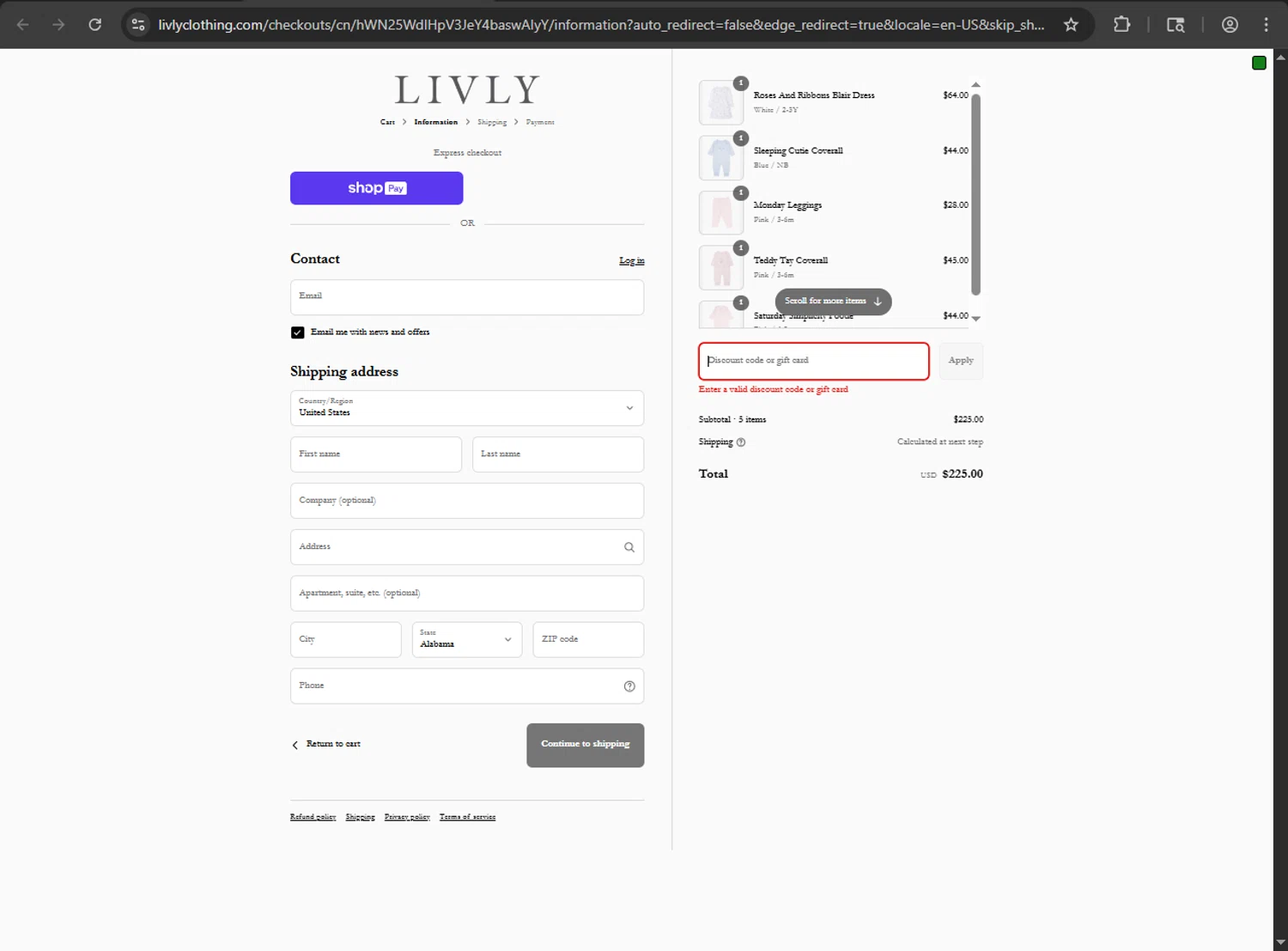 Livly Clothing discount code screenshot showing code EXTRA15 applied at Livly Clothing checkout page. Uploaded by SimplyCodes community member luffyreturn on Aug 22, 2025