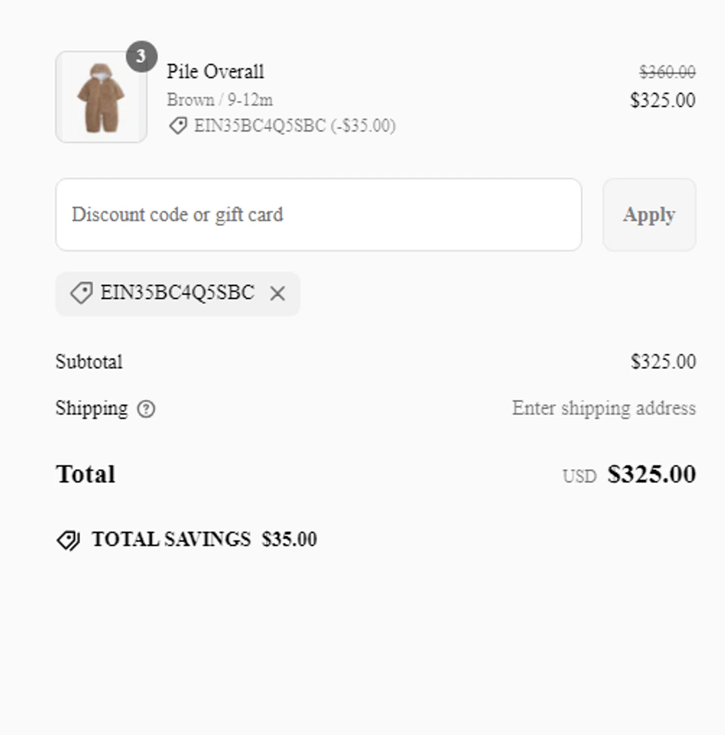 Livly Clothing discount code screenshot showing code EIN35BC4Q5SBC applied at Livly Clothing checkout page. Uploaded by SimplyCodes community member Tragedy on Mar 5, 2025