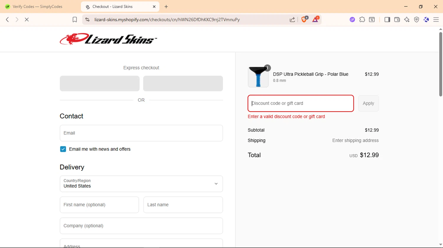Lizard Skins discount code screenshot showing code TWOEY30 applied at Lizard Skins checkout page. Uploaded by SimplyCodes community member Avio_21 on Aug 22, 2025