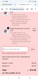 GLITZANDGLAMOUR13 coupon verification screenshot