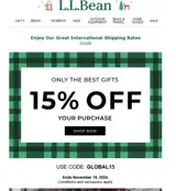 L.L. Bean Global coupon verification screenshot