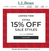 L.L. Bean Global coupon verification screenshot