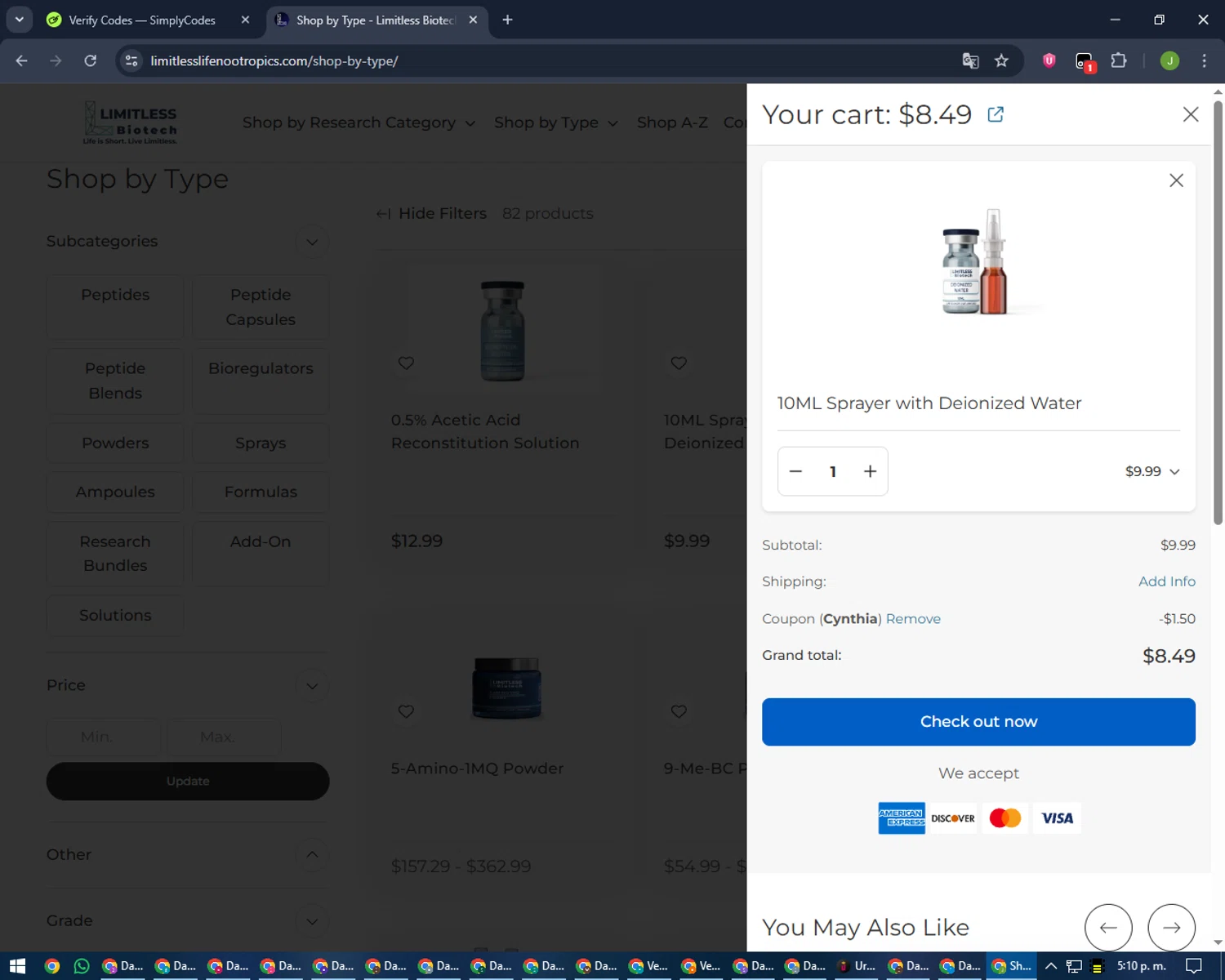 Limitless Life Nootropics checkout page showing Limitless Life Nootropics discount code box | Screenshot taken by SimplyCodes community member on Jan 27, 2026