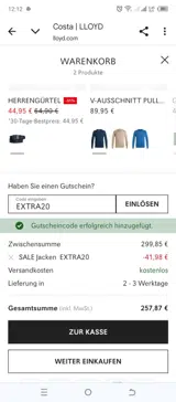 EXTRA20 coupon verification screenshot