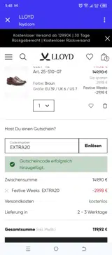 EXTRA20 coupon verification screenshot