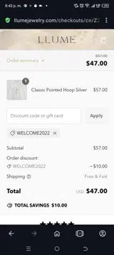 Welcome2022 coupon verification screenshot